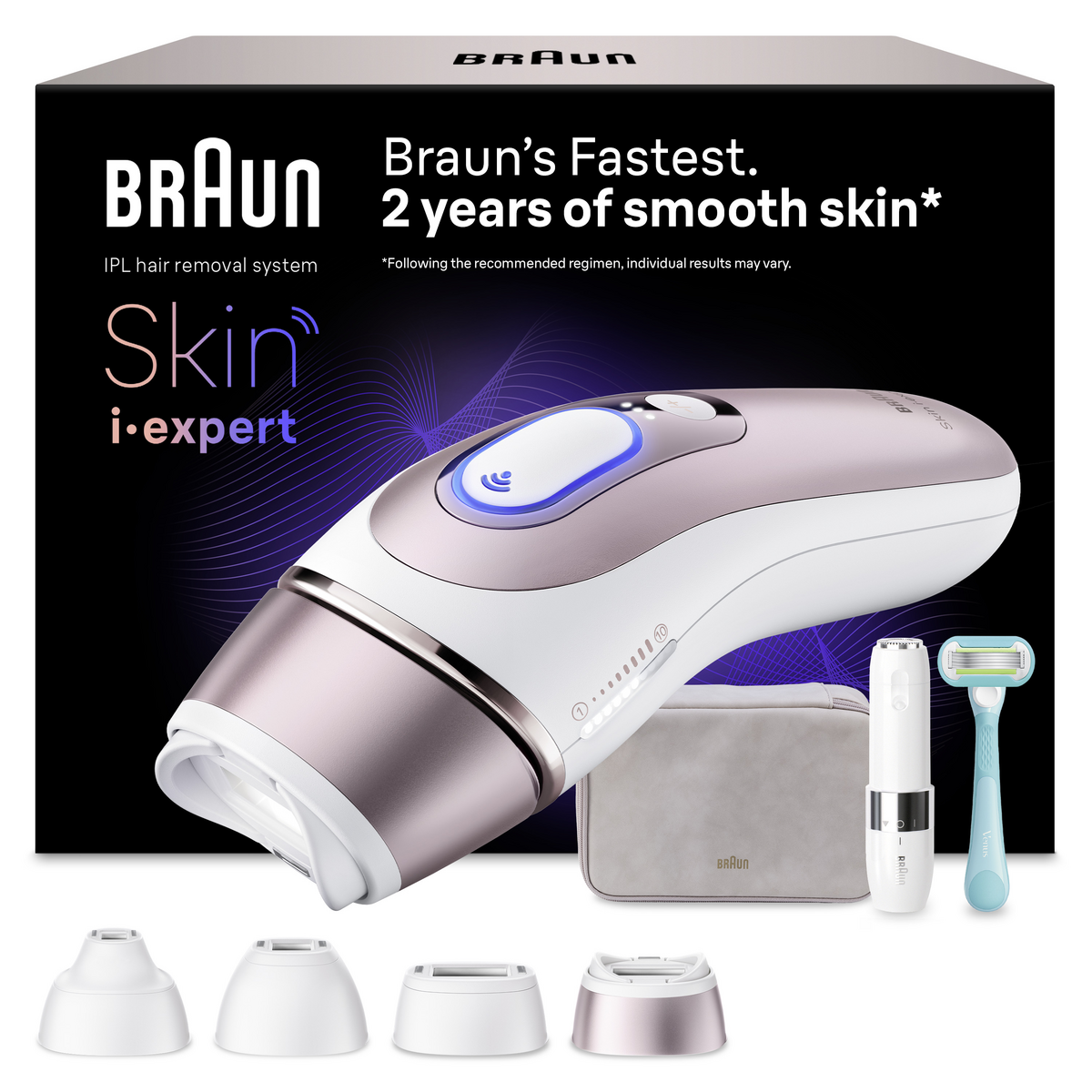 BRAUN PL7432 IPL Skin i·Expert 4 Başlıklı Evde Lazerle Tüy Alma, Mini Tüy Alma Makinesi