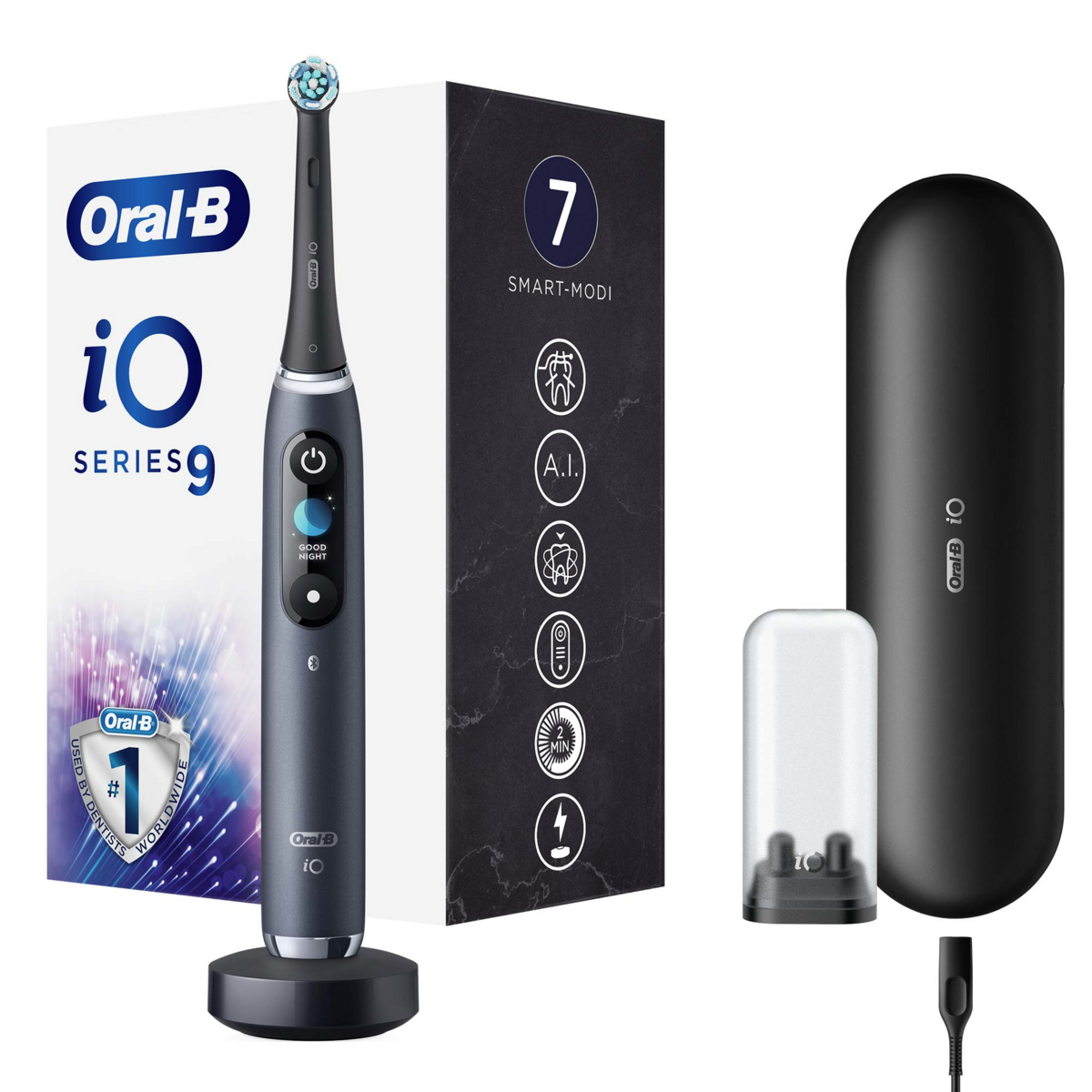 ORAL B iO 9 Şarjlı Diş Fırçası Siyah+Manyetik Şarj+Seyahat Kabı